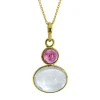 Triangel Anhänger 585 Gelbgold Aquamarin/Pink Turmalin