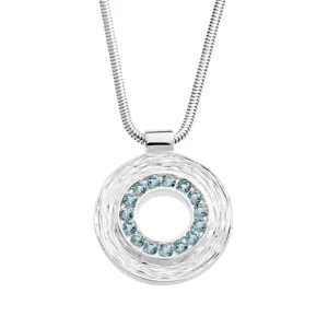 Triangel Anhänger Crease Silber 19 mm rund Swiss blueTopas