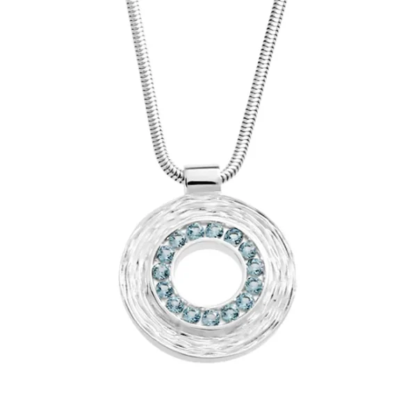 Triangel Anhänger Crease Silber 19 mm rund Swiss blueTopas