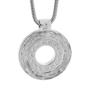 Triangel Anhänger Crease Silber 19 mm rund Swiss blueTopas