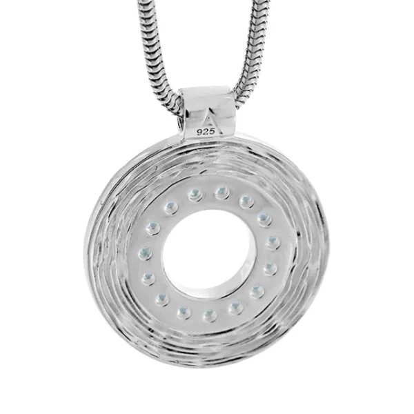 Triangel Anhänger Crease Silber 19 mm rund Swiss blueTopas