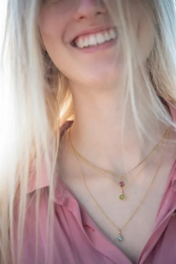 Triangel Anhänger Gold 585 pinkTurmalin 6 mm fac