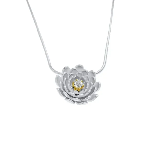 Triangel Anhänger Lotusblüte 14mm Silber hell weißer Topaz 3mm fac