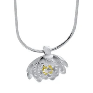 Triangel Anhänger Lotusblüte 14mm Silber hell weißer Topaz 3mm fac