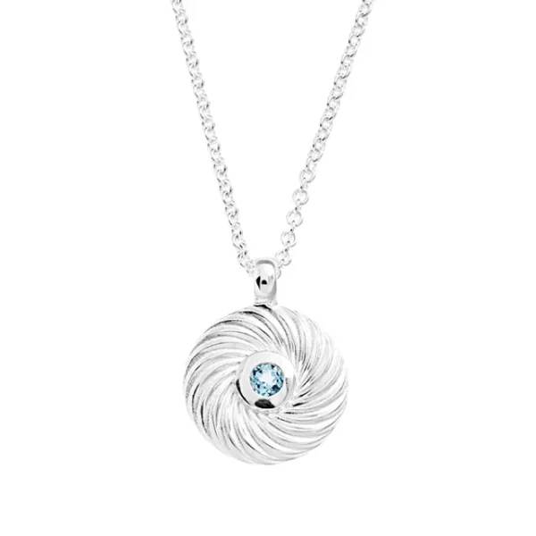 Triangel Anhänger Silber Waves Topas swiss blau 3 mm rund fac