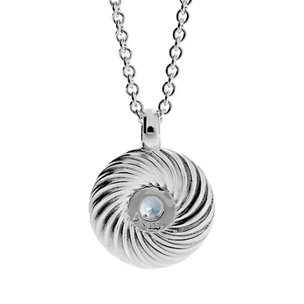 Triangel Anhänger Silber Waves Topas swiss blau 3 mm rund fac