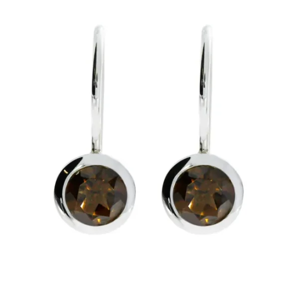 Triangel Ohrhänger Rauchquarz 6 mm rund fac.