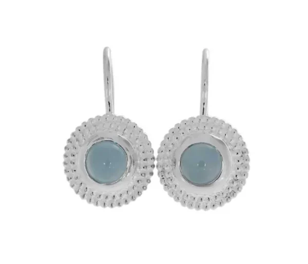 Triangel Ohrhänger Dots Silber Aquamarin 5 mm
