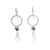 Triangel Ohrring Dots Silber 4 mm cab blauer Topas/ Perle Tropfen