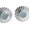 Triangel Ohrstecker Silber Dots 8mm mit Aquamarin 3 mm cab