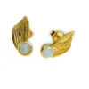 Triangel Ohrstecker Strandcores si/goldplattiert Aquamarin 5 mm rund cab