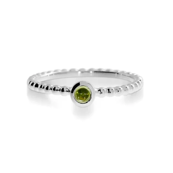 Triangel Ring Dots Silber 3mm mit Peridot 3 mm rund cab