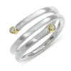 Triangel Ring Silber mit Feingold Diamant 2 x 0,2 ct TWsi