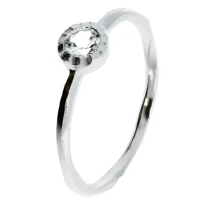 Triangel Ring Silber rhodiniert weißer Topas