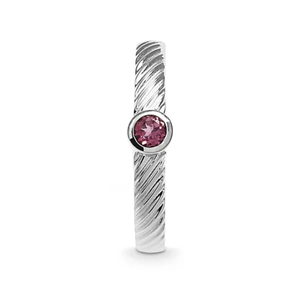 Triangel Ring Silber Waves pink Turmalin 3 mm rund fac