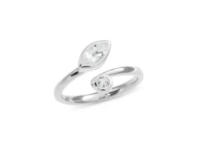 Triangel Ring Silber weißerTopas 8x4 nav / 3mm rund fac