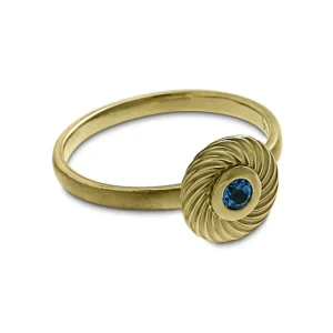 Triangel Ring Wave 585 Gelbgold blauer Topas 3 mm fac