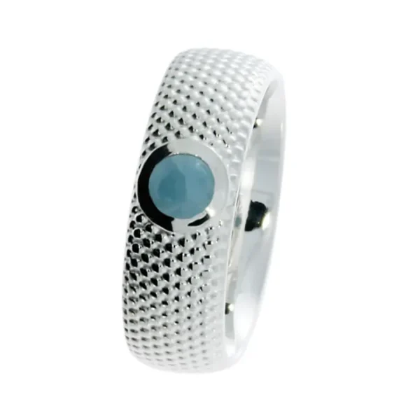 Triangel Ringi Dots No2 Silberi Aquamarin 4mm cab